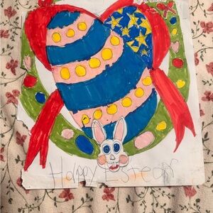 Vibrant Easter Heart Illustration with Bunny